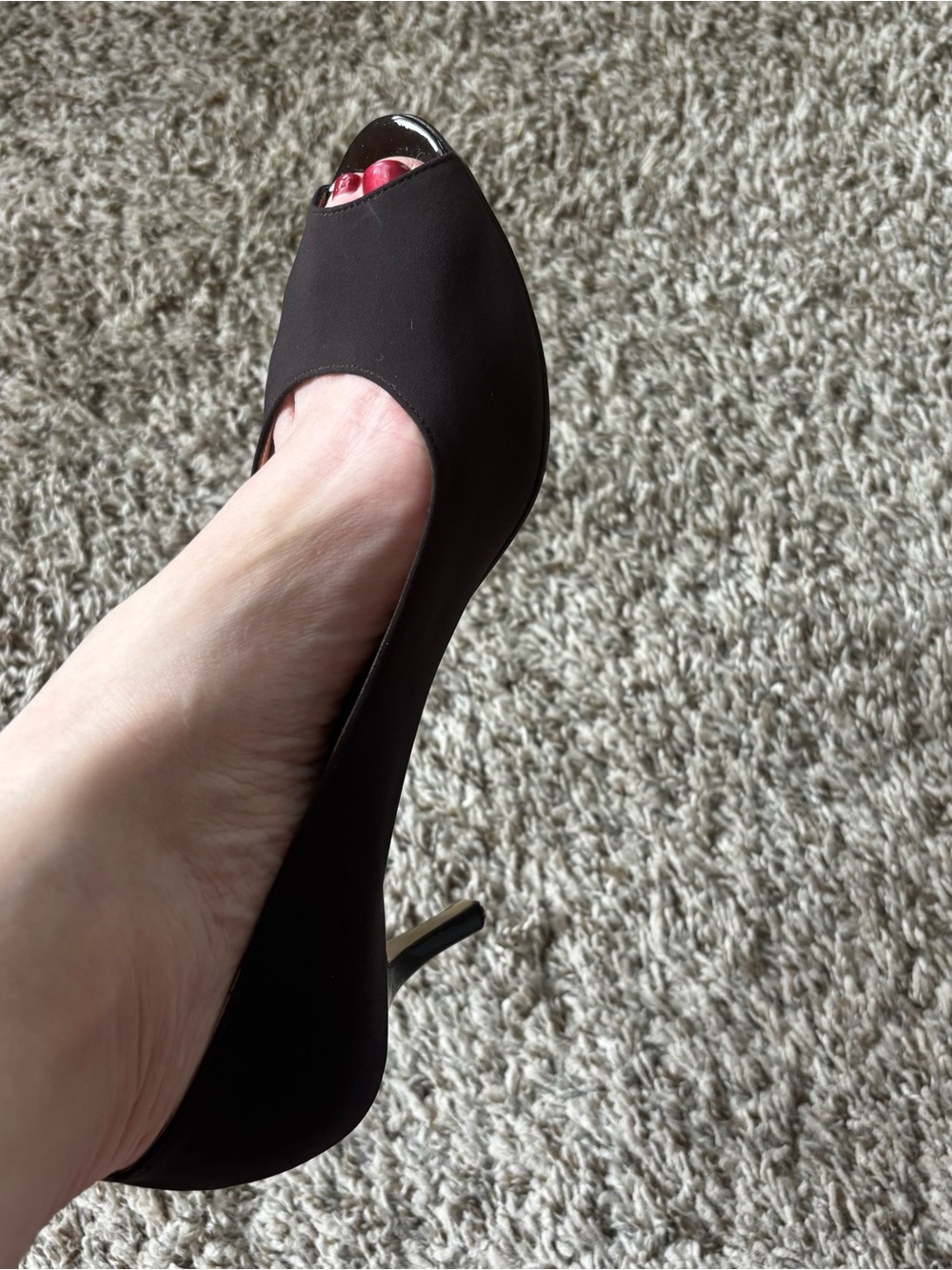 Classic Black Peep-Toe Stiletto Pump - Women nwot 10 leather soles